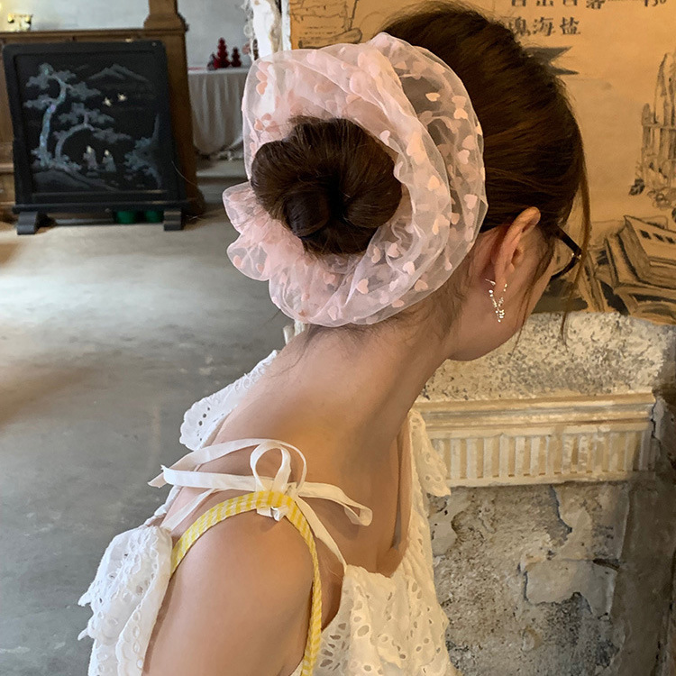 韓国風美しい貝殻パウダー誇張ヘアゴム、高級大腸ヘアゴム、女性用ヘアゴム、二層ヘアアクセサリー、ヘッドバンド|undefined