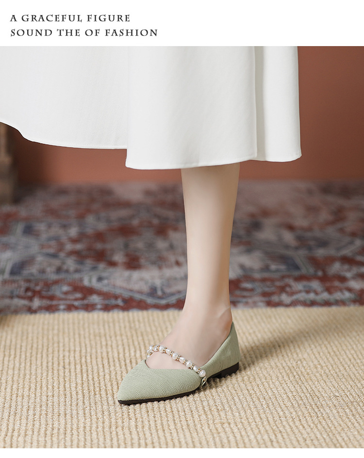 Sapatos femininos novos de bico fino, calçados baixos versáteis, boca rasa, sapatos de avó com sola macia e salto baixo, 2024, início da primavera_voghion.com