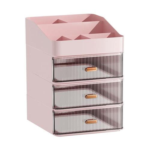 Desktop stacking dresser drawer-type storage cabinet cosmetics storage box lipstick skin care product striped storage shelf