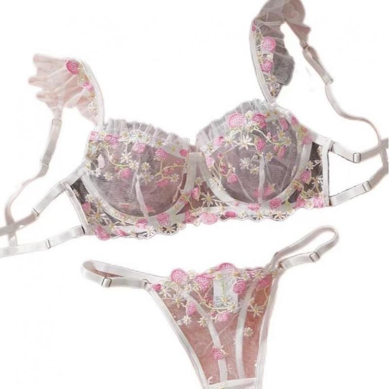 J3473 Aliexpress nuevo conjunto de sujetadores transfronterizos de manga de bayas bordadas de malla