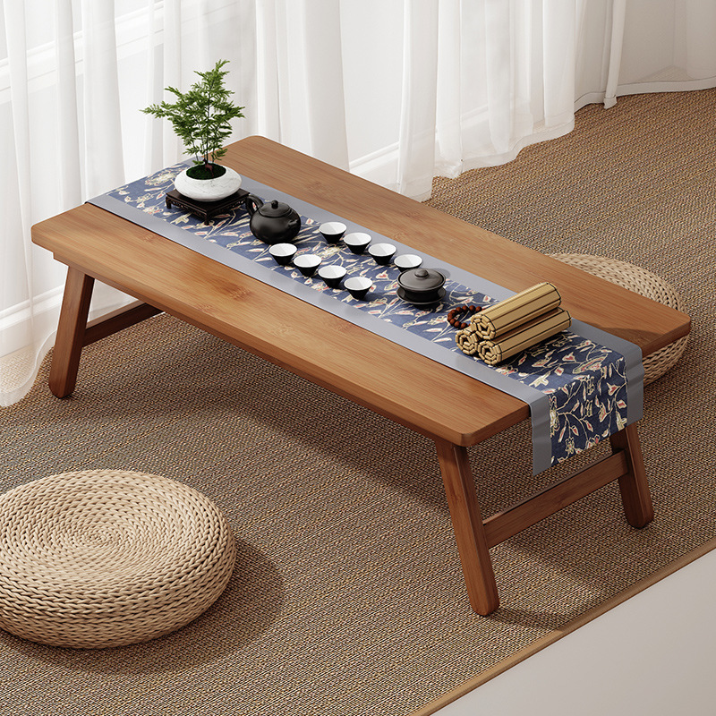 Mesa de té de estilo japonés, ventana flotante de tatami, mesa baja, balcón rectangular plegable, mesa de té, mesa de estudio