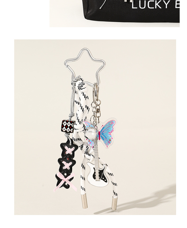 Modern Style Acrylic Alloy Silica Gel Guitar Star Tape Women's Bag Pendant Keychain display picture 3