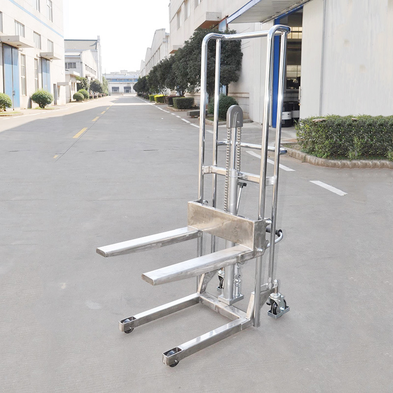 供应简易轻型不锈钢手动液压堆高搬运车脚踏装卸平台堆垛取货车