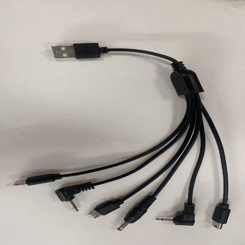 6-in-1 Charging Cable for Android, Dc Angled Multi-Functional Phone Speaker Connection, Extended Portable Data Cable