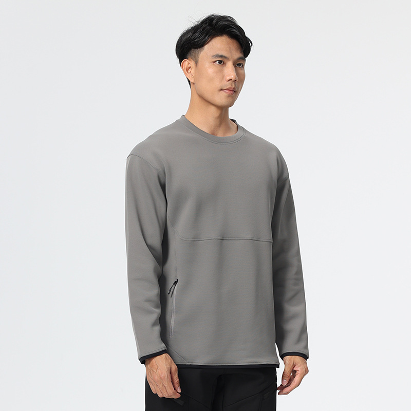 Niaojia, camiseta de manga larga con cuello redondo para hombre y mujer, ropa de abrigo informal y versátil, sudadera ajustada de color sólido para hombre, para otoño e invierno