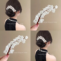 新中国式の白い鈴蘭の髪飾りのレトロな花のクリップ