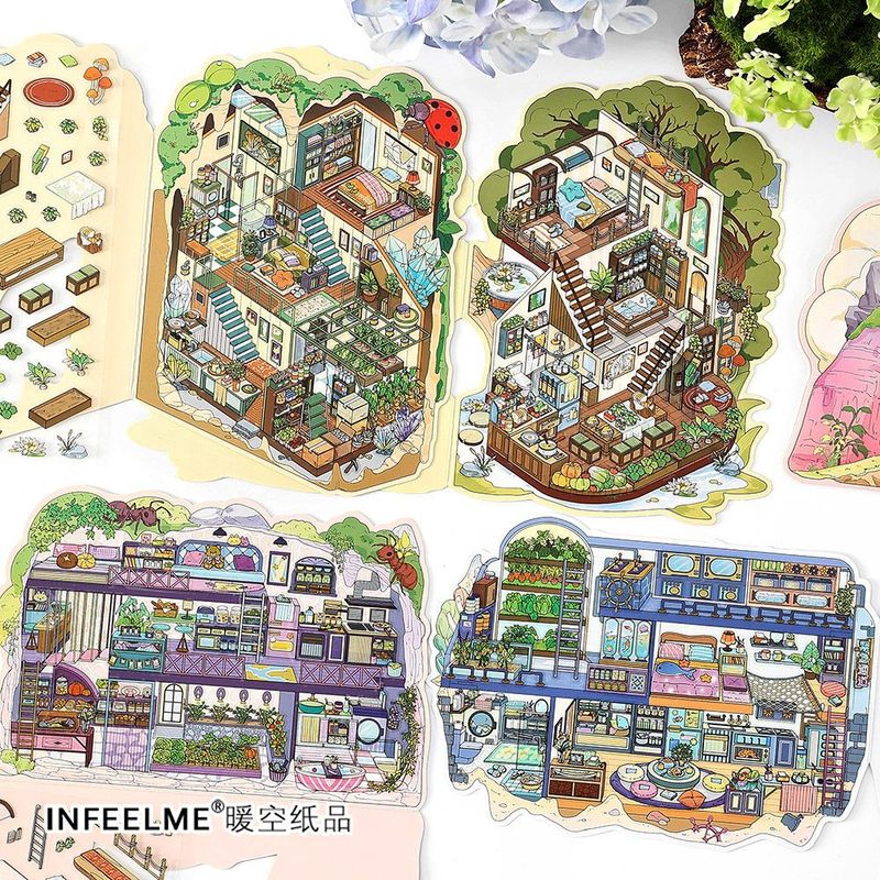 Infeel.Me マイコテージ セブンシリーズ 2.5D 風景ステッカー 立体コテージ DIY シーン装飾ステッカー|undefined