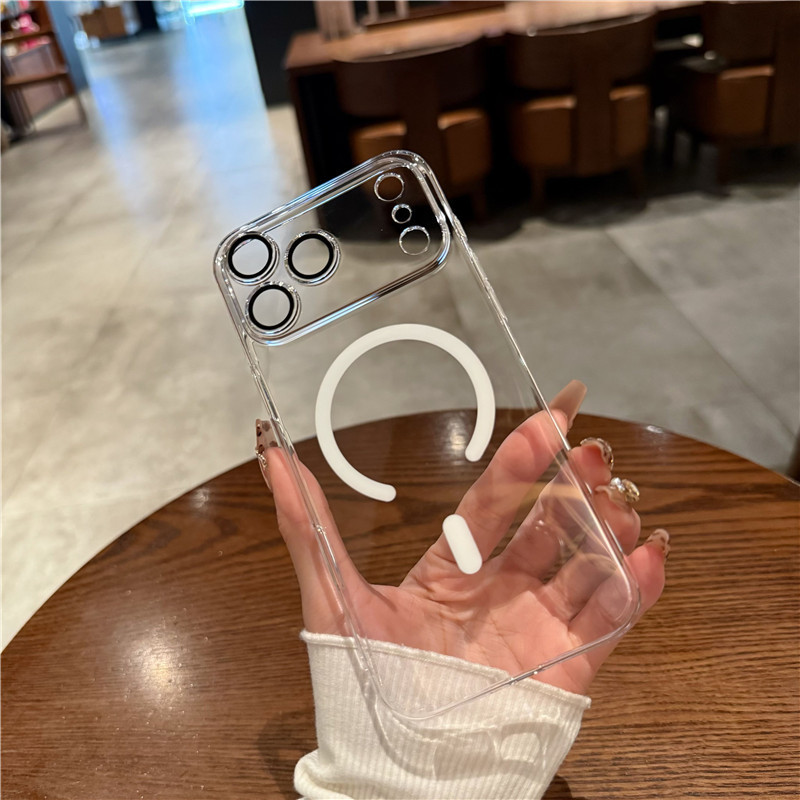 Suitable for Iphone17Promax Transparent Pc Hard Shell Apple 16 with Lens Film Magnetic Phone Case 15 Anti-Fall 14