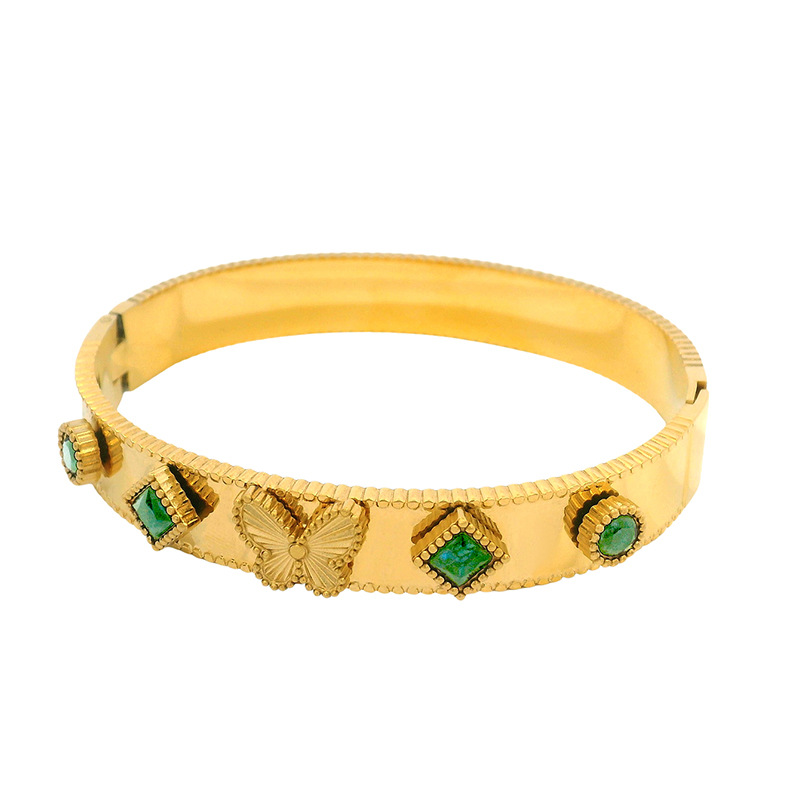 Xuping Jewelry Chapado en oro 24K pulsera de mariposa color piedra preciosa artificial versión ancha moda diseño de moda joyería de mano
