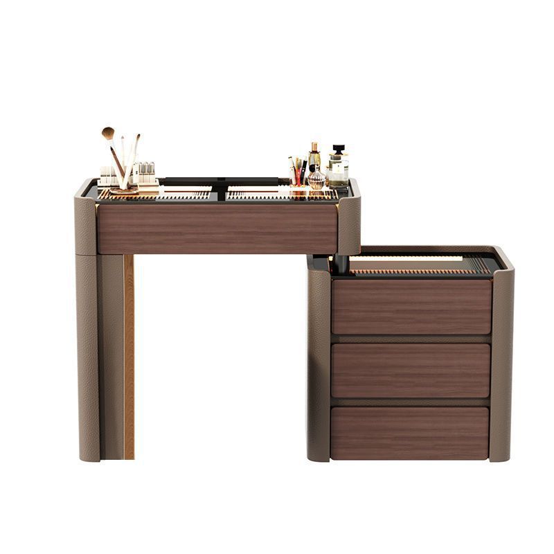 Alargado + caqui Walnut + madera maciza engrosada + lámpara de Ambiente de encimera de vidrio