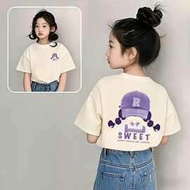 新款外贸女童衣服夏季儿童打底衫女宝中小童洋气上衣短袖T恤代发6