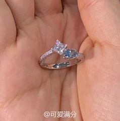 ハイエンド、多用途、パーソナライズされたニッチなライトピンクダイヤモンドアイスフラワーカットマーキスリング人差し指リングヨーロッパとアメリカのクロスボーダー女性ジュエリー