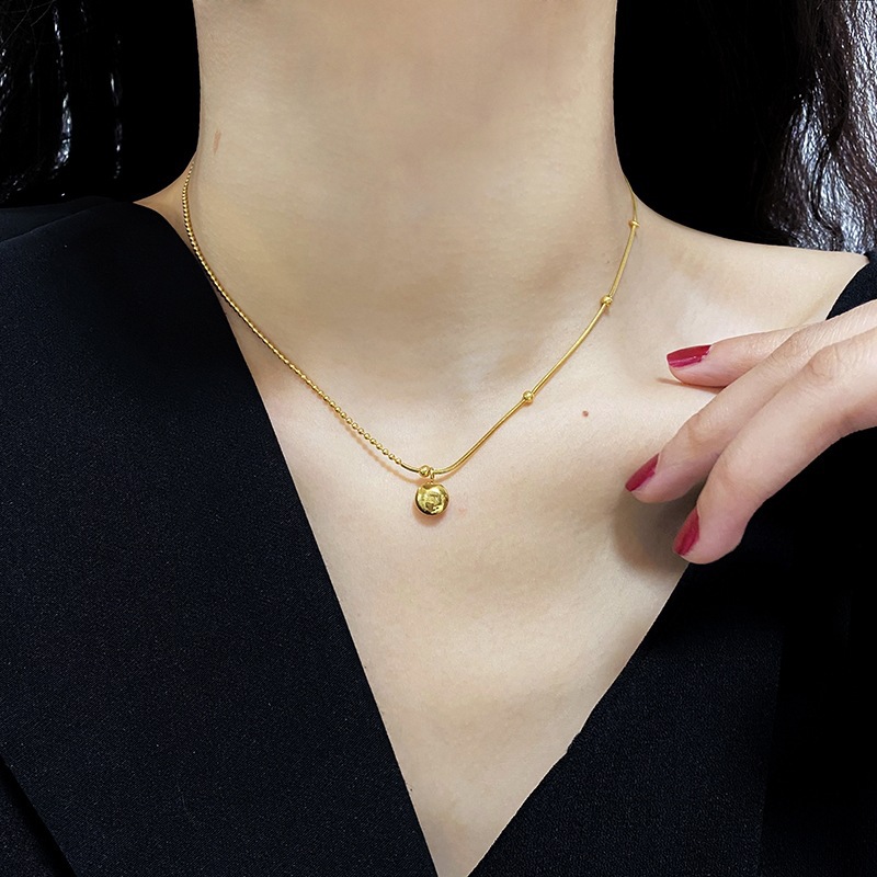 Little Golden Bean Lucky Titanium acero tobillera moda femenina estilo coreano novias costura tobillo cadena Internet celebridad sexy tobillo Accesorios