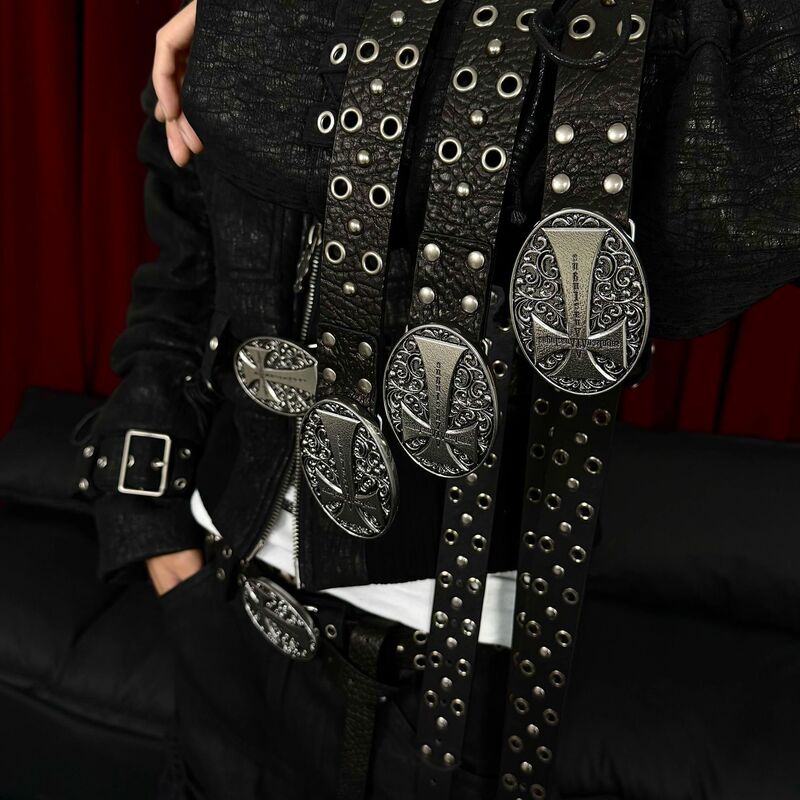 Trendy New Cross-Shaped Belt with Rivets, Punk-Style Jeans Decorative Belt, Y2K Retro Personality Versatile Fashion