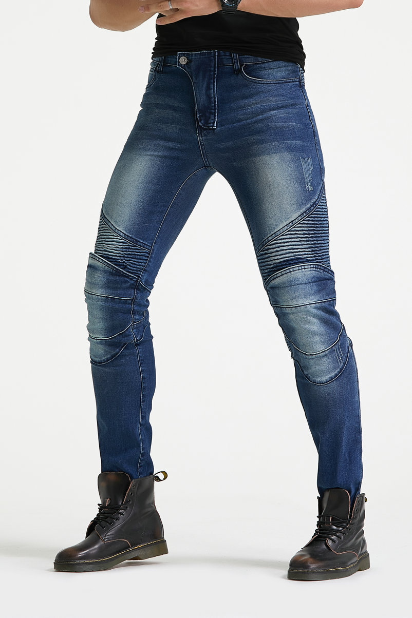 Pantalones vaqueros de la motocicleta VOLERO pantalones anti-caída de la motocicleta de los hombres y de las mujeres pantalones de montar Delgado Caballero equipo de protección de silicona