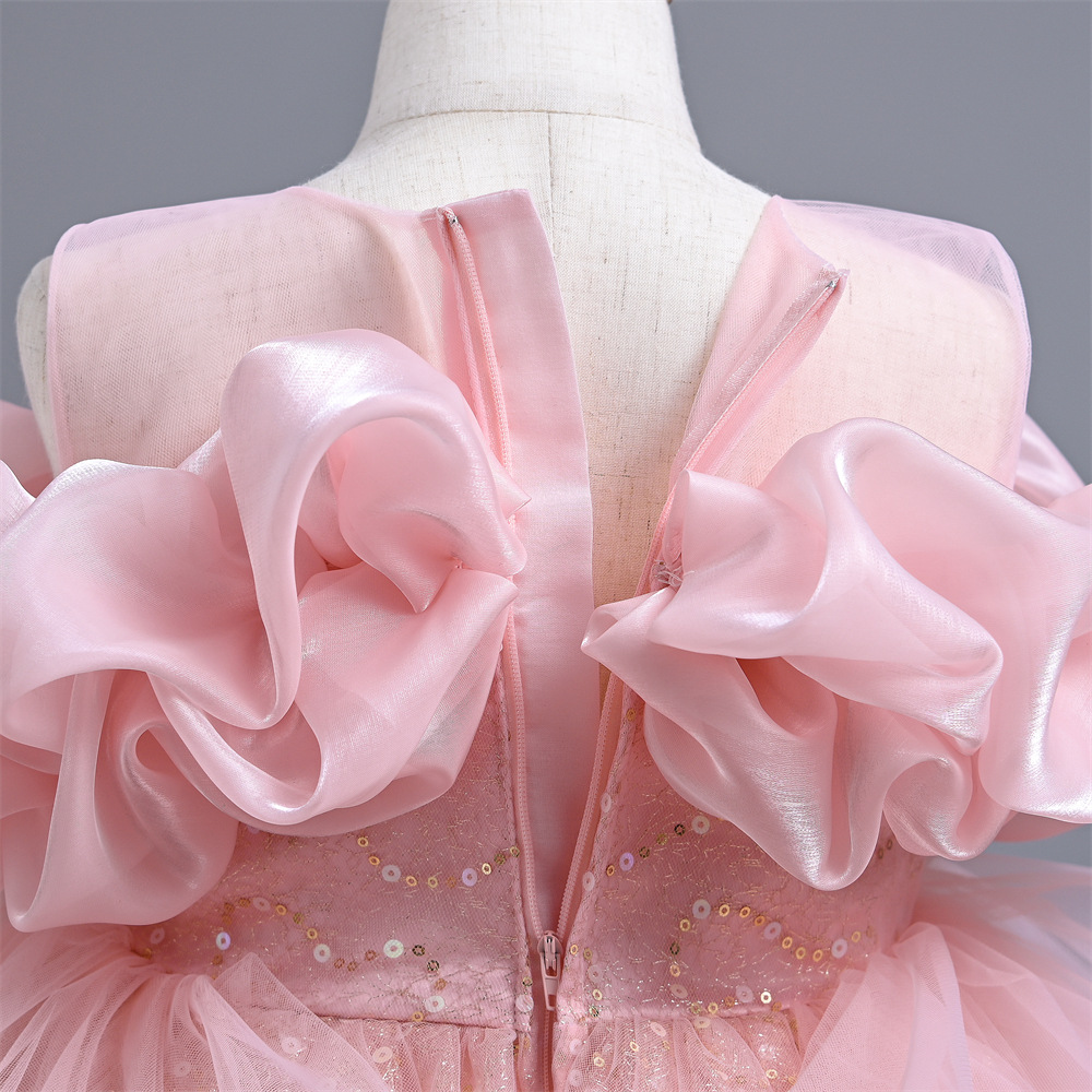 Vestido infantil Vestido princesa Vestido pompadour de lentejuelas Disfraz infantil mediano Vestido de gasa para niña Vestido infantil_voghion.com