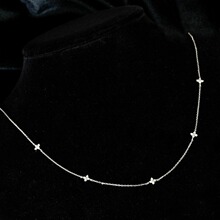 盛夏流光~S925银镀18K金四叶草满天星锆石项链简约项链女通勤