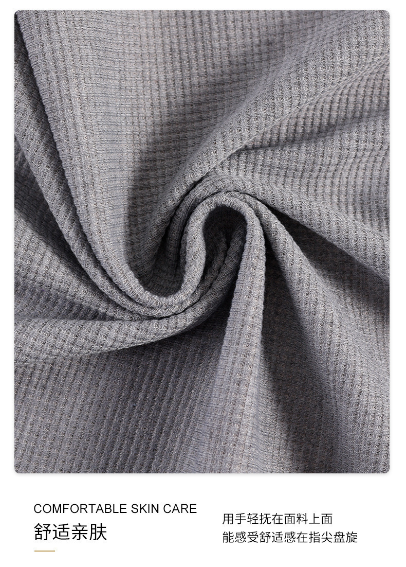 Dwuczęściowy zestaw męski T-shirt sportowy Waffle Short z krótkim rękawem i luźnym, krótkim rękawem, na lato_voghion.com