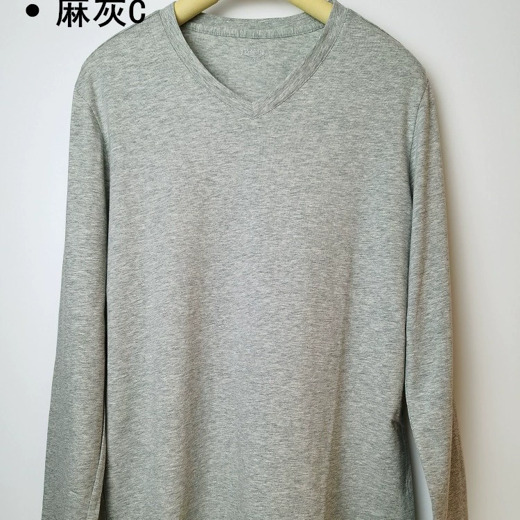 Yiershuang цельный мужской и женский тонкий изысканный хлопковый топ с V-образным вырезом и круглым вырезом из чесаной хлопковой шерсти с длинным рукавом рубашка из хлопковой шерсти брюки