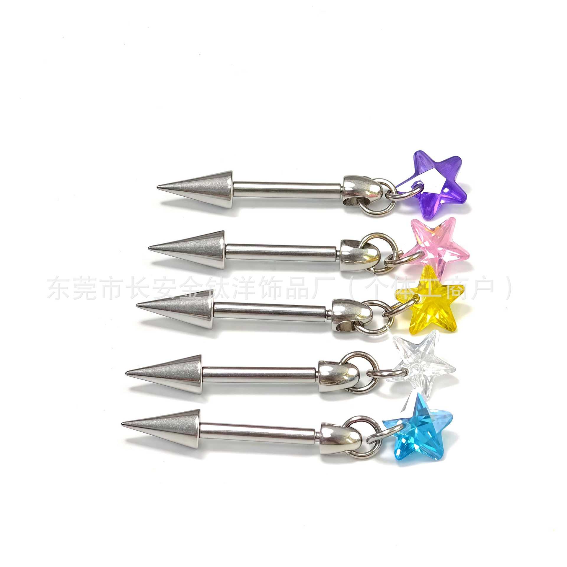 F136 Titanium Inner Tooth Pointed Cone Five-Pointed Star Pendant Earrings - Devil Nail Ear Bone Nail G23 Titanium Alloy Piercing Jewelry detail image 8