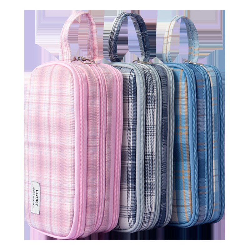 Caja de lápices estilo JK chica corazón estilo universitario caja de papelería gran capacidad mujer multifuncional estudiante ins bolsa de papelería de alto aspecto