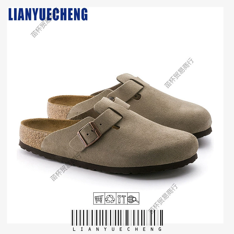 Чистая оригинальная: обувь Birkenstock, тапочки из пробки с носком для мужчин и женщин, модные тапочки на мягкой подошве, повседневные полурезинки Birkenstock для женщин