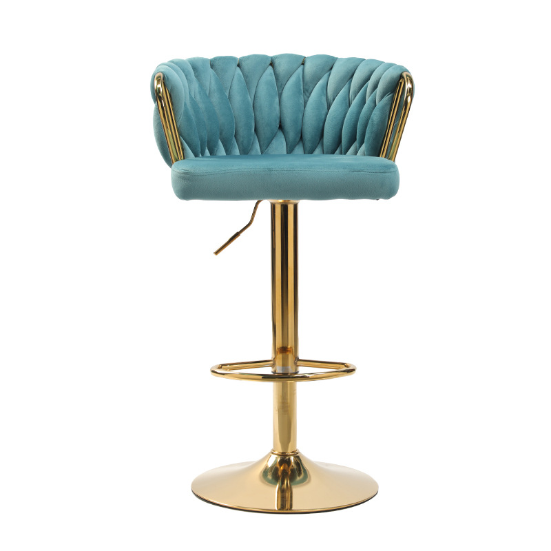 Beiyao Changqing nuevo estilo gris tejido simple nórdico elevador giratorio silla alta dorada barra de lujo ligera silla cómoda