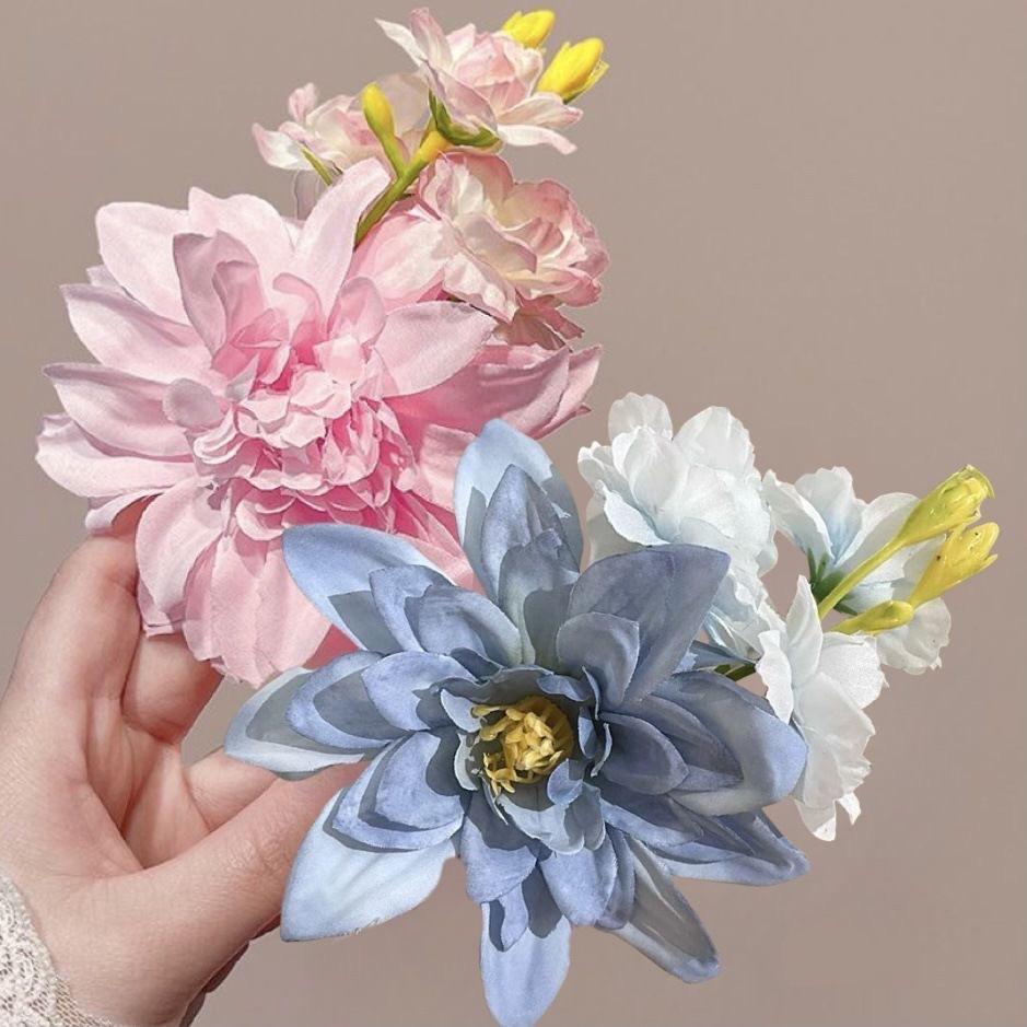 분위기 있는 새로운 중국 스타일 부드러운 핑크 꽃 머리핀 복고풍 머리 볼 머리핀 꽃 클립 헤어 액세서리 도매