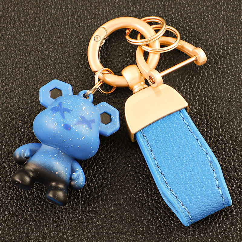 Llavero de oso de alta gama en el extranjero, colgante de llave de pareja, cuerda de mano de cuero, hebilla de metal duradera, hombre de comercio electrónico de Amazon