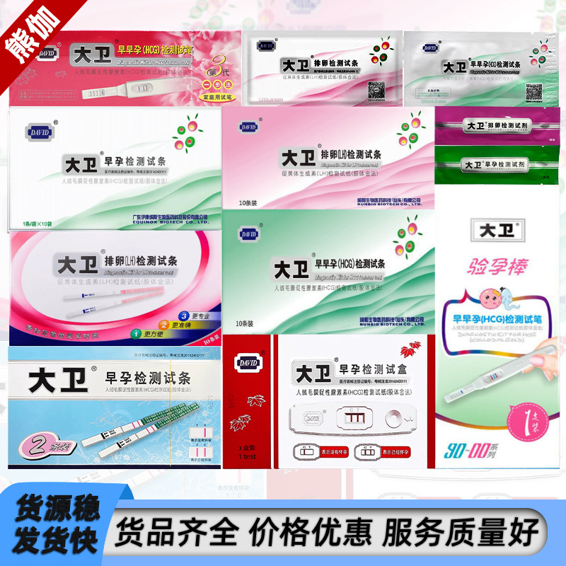 大卫 早早孕检测试纸条10条盒装 测怀孕HCG孕棒笔 试纸条