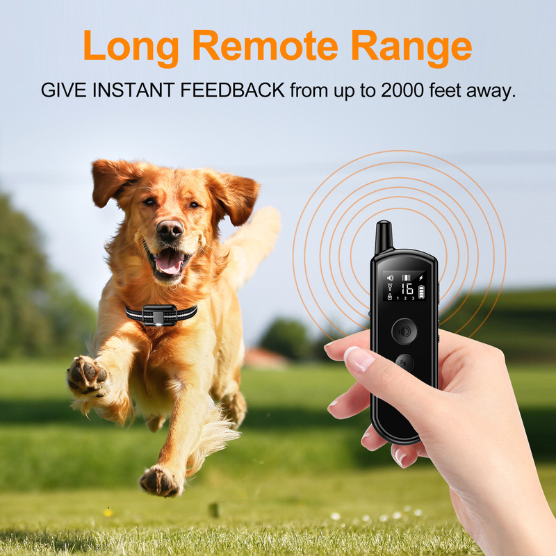 2022 new remote control dog trainer anti-dog barking electric shock collar charging waterproof 600 meters long-distance control 886