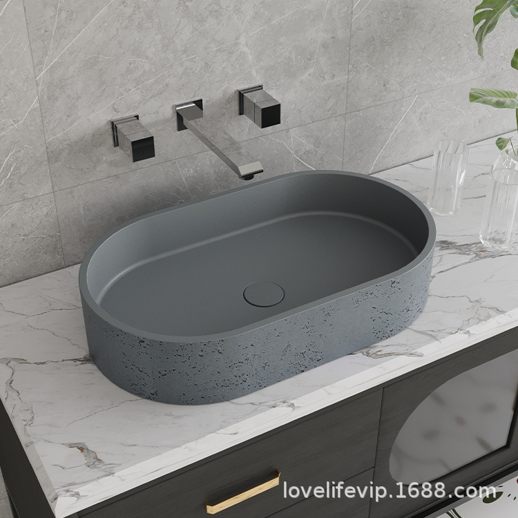 Bathroom Cement Washbasin for Face Washing, Small-Sized Villa, Trendy Store, Supermarket Bathroom, Artistic Wash Basin