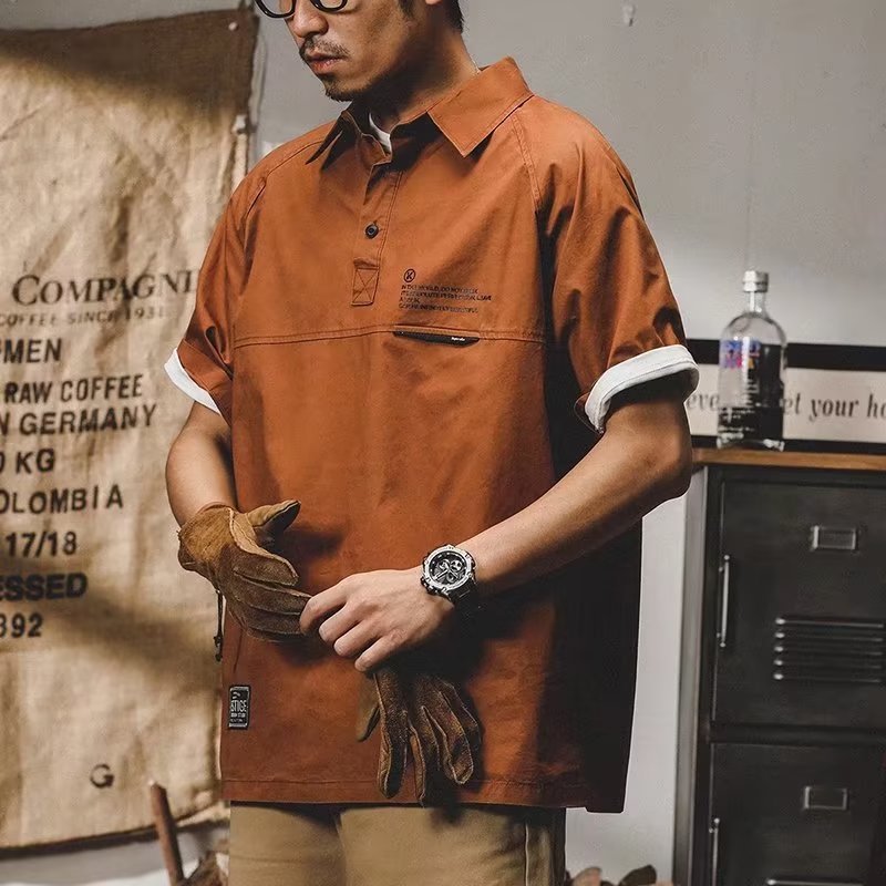 2024 nuevo polo de manga corta con solapa, camiseta de verano de marca de moda para hombres, camiseta de todo fósforo de tendencia delgada de estilo coreano