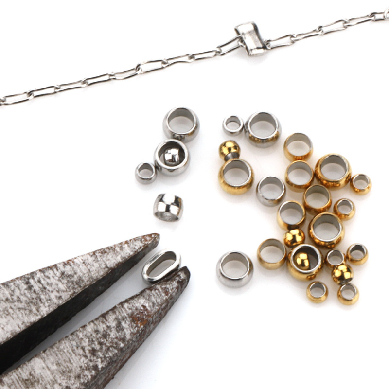 Color-preserving stainless steel positioning beads can be clamped flat fixed beads bracelet necklace buckle diy jewelry accessories spot