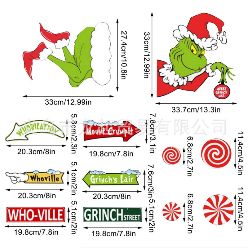 新品グリンチクリスマスツリーホームインテリアペンダントクリスマスギフト木製生地切り紙スパイラルストラップ|undefined