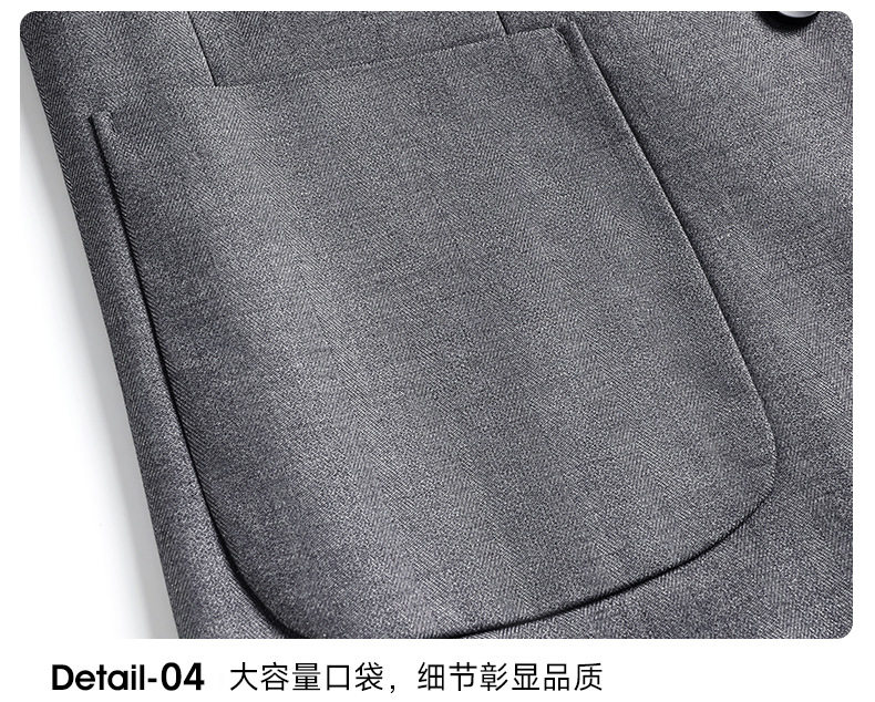 Áo vest công sở nam len pha không cần là ủi, mỏng nhẹ, màu trơn, ôm dáng, một hàng hai nút — Màu xám, Màu đen, Xanh hải quân chi tiết 24