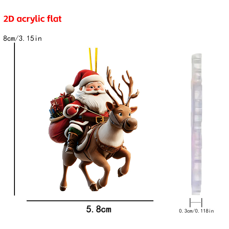 Nuevos productos transfronterizos Santa decoración colgante de Navidad árbol de Navidad decoración para el hogar colgante acrílico 2D image 6