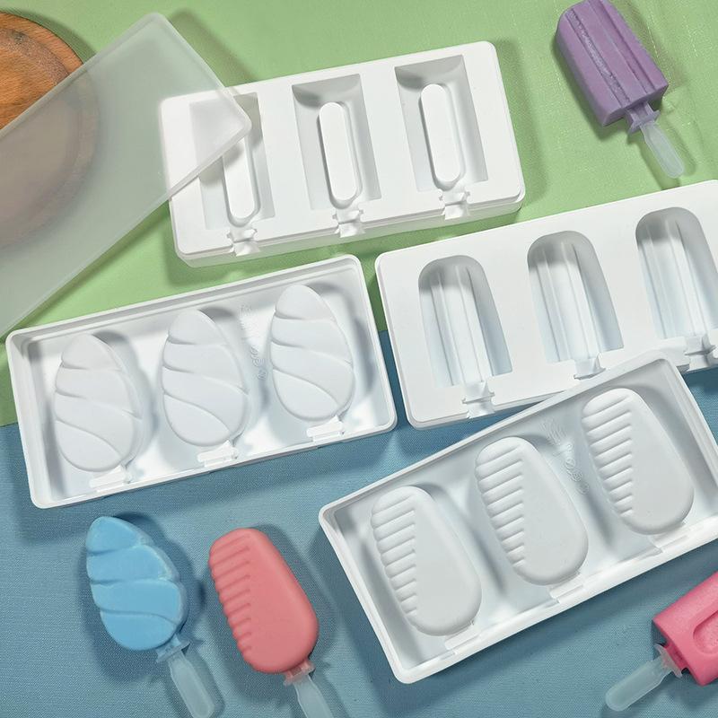 Sanxin nuevo helado molde de silicona con tapa palo 3-pieza ranura paleta molde DIY helado en stock Amazon