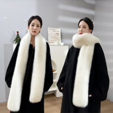 加长围巾女冬季大衣百搭仿皮草狐狸毛毛领子保暖披肩毛绒围脖假领