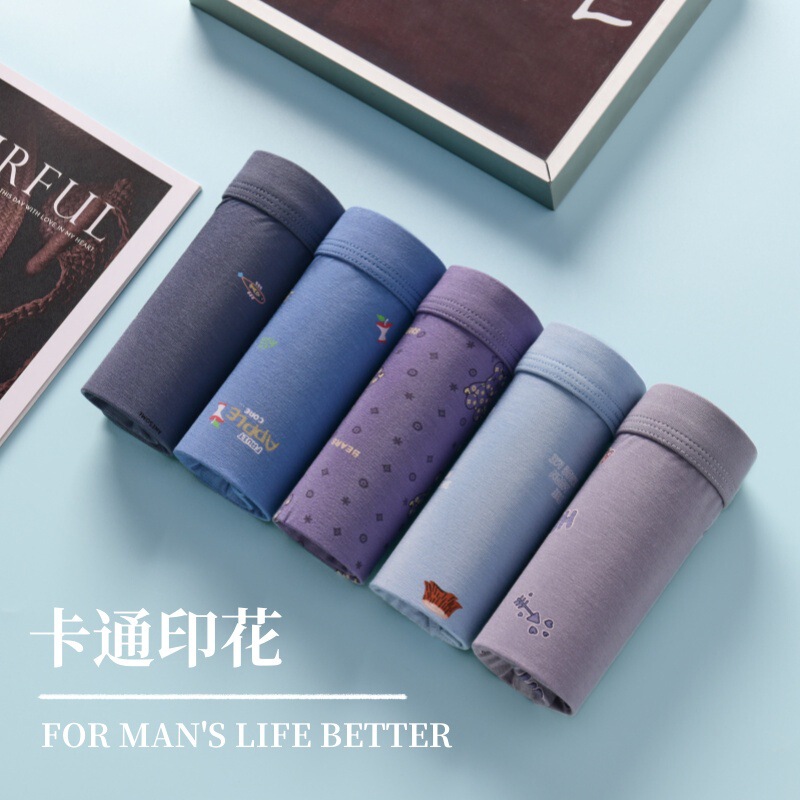 Modal 60s men's underwear cartoon printing men's underwear wholesale youth men's gift pants cute Japanese style