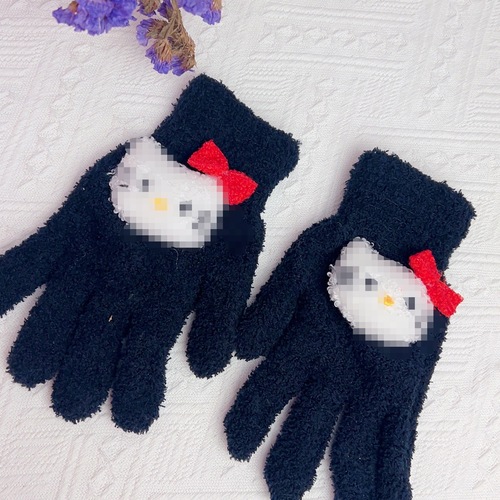 Coral velvet beaver mittens cartoon winter thickened women cycling cute warm anti-cold warm girl five fingers student plush