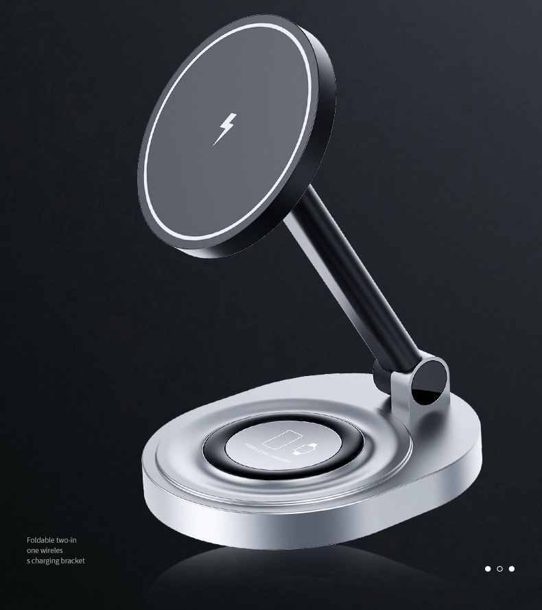 Magnetischer, faltbarer 2-in-1-Schnellladeständer mit kabellosem Ladegerät_voghion.com