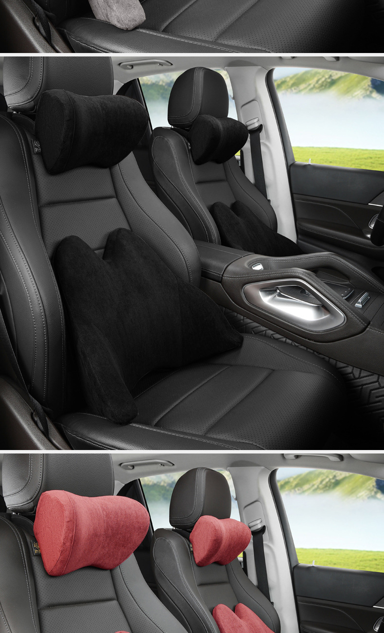 Car Headrest Neck Pillow Memory Foam Pillow Car Supplies Seat Cervical Pillow Car Lumbar Pair for Car