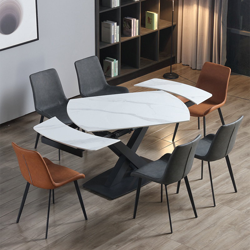 Italian Simplicity table Telescoping rectangle rotate deformation Table Small apartment dining table and chair combination