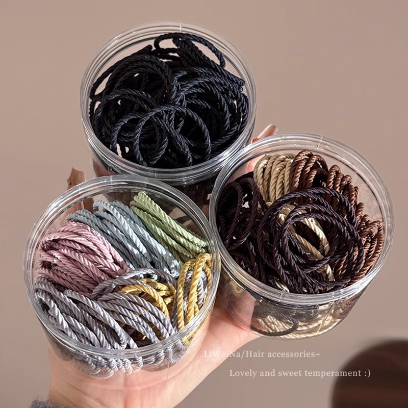 alta elasticidad, banda de goma duradera, hilo sin costura, cuerda de cabello baja, anillo de cabello para mujeres, cubierta de cuero, toque de cabeza