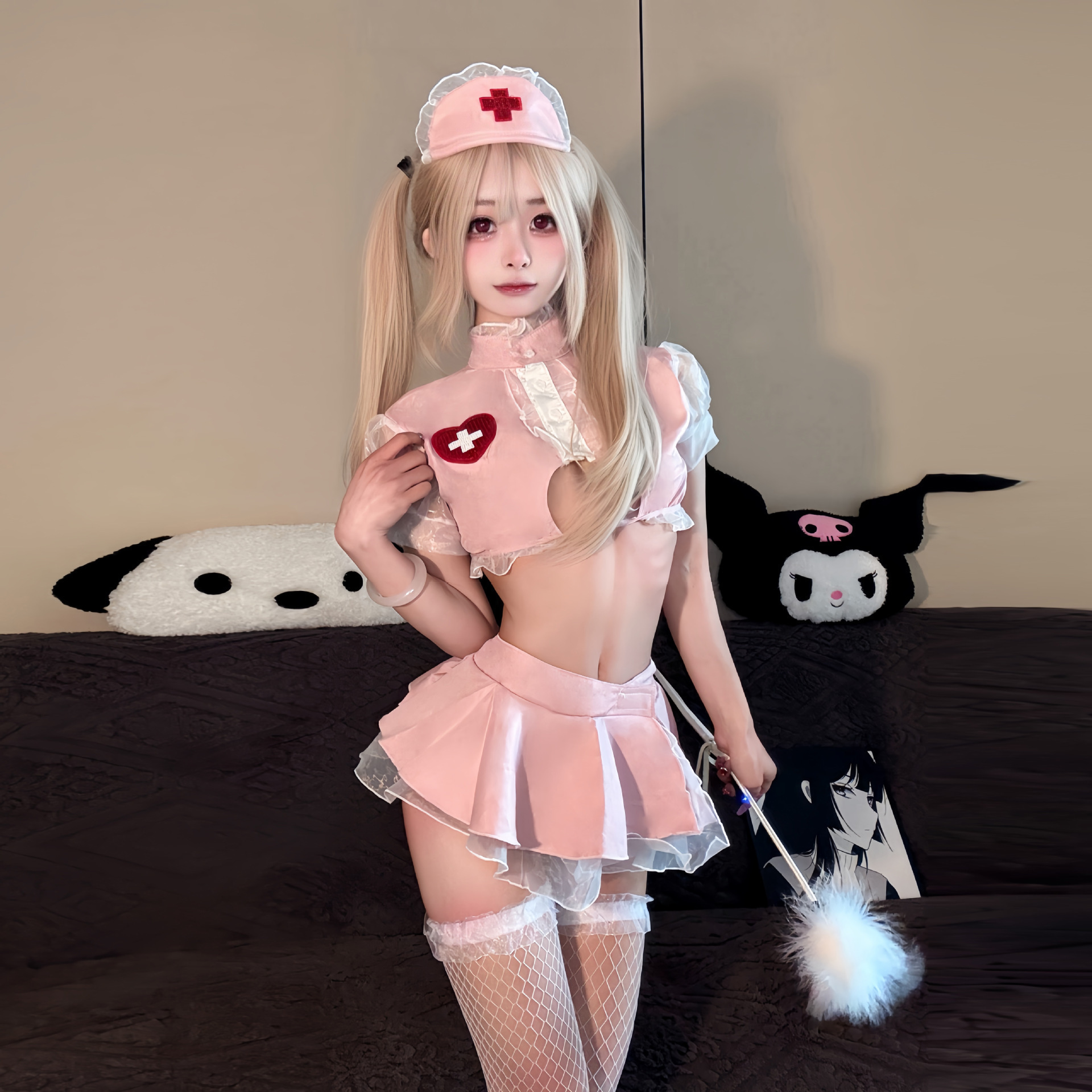 Charming Sexy Lingerie, Sexy and Cute Abstinence Nurse Uniform, Role-Playing Cut Out See-Through Temptation Passion Uniform
