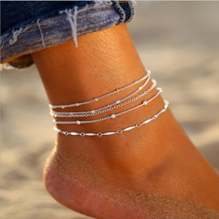 Europe and the United States cross-border popular footwear 5 suit combination anklets a variety of cross-border handmade copper chain anklets