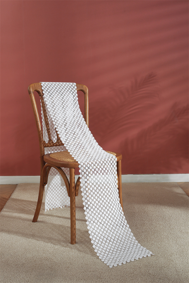 Rustic Romantic White Hollow Floral Lace Table Runner Decor_voghion.com