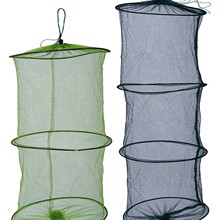 鱼护塑料圈包边渔网尼龙可折叠束口简易轻便三层鱼笼