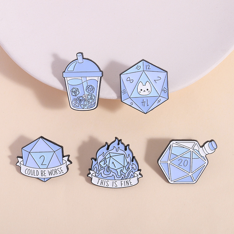 Comic Style Dice Underground with Dragons Versatile Anime Film and Television Peripheral Metal Brooch Clothing Accessories Exquisite Badges